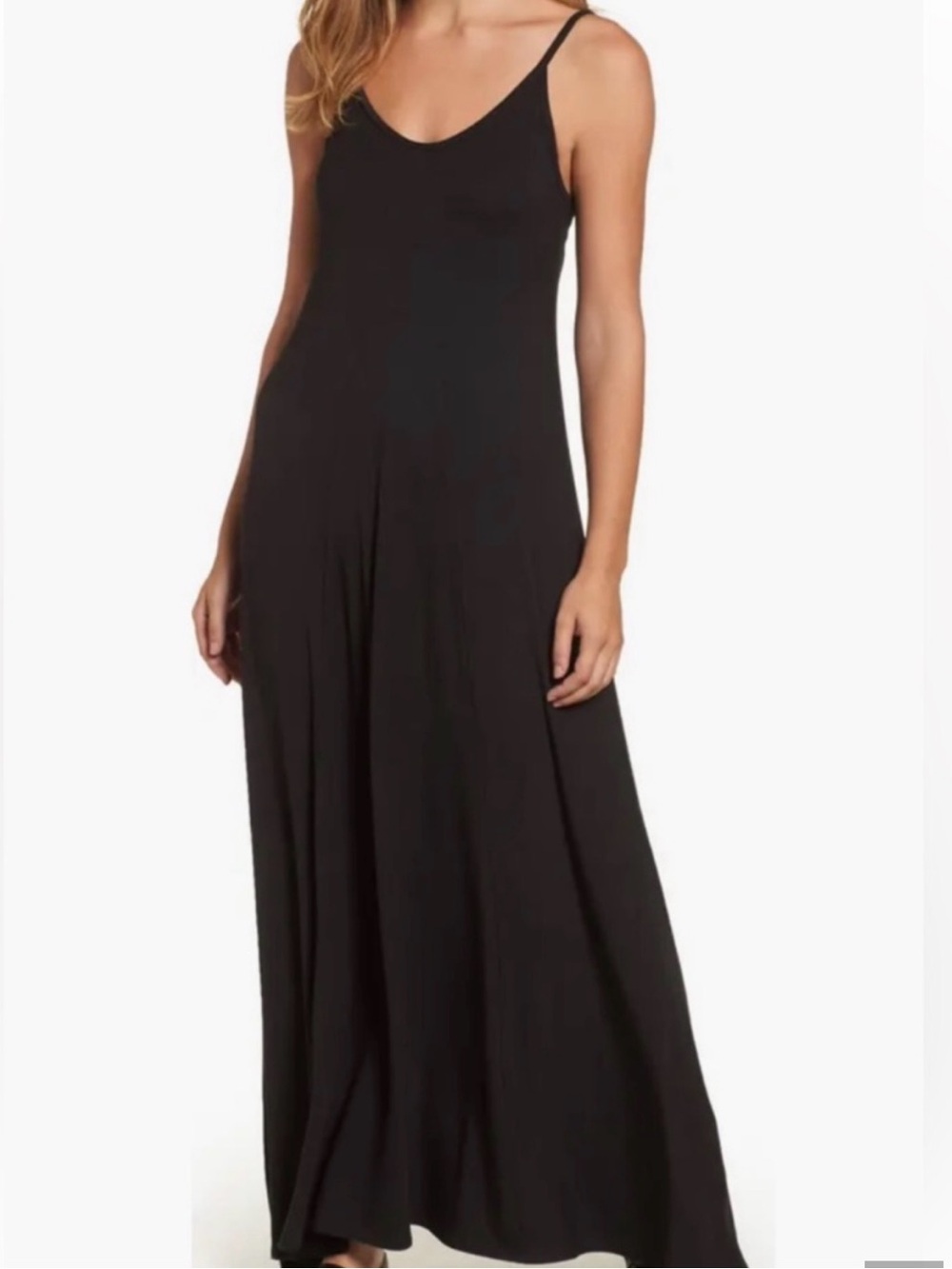 Loveappella Black Spaghetti Strap Maxi Dress